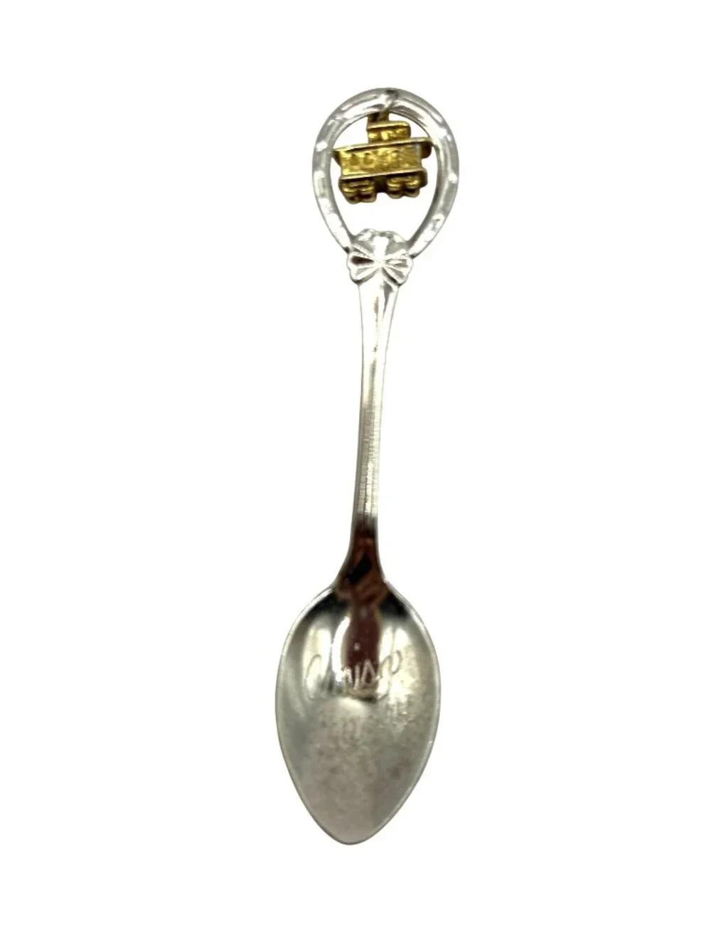 Amish Country Souvenir Spoon With Gold Train Charm & Clover Detail Collectible